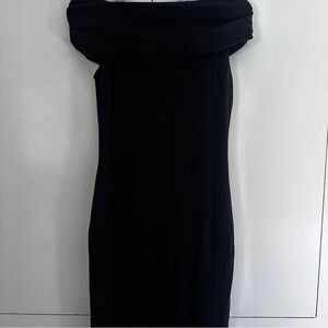 Reformation Black Off-Shoulder Sheath Dress